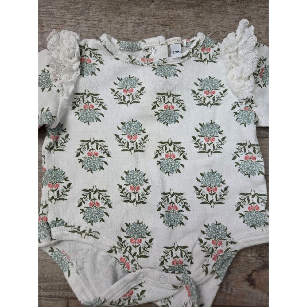RZ by Rachel Zoe Baby Girls Bodysuit Set 6-9M Floral Sage Green Ruffle 2Pc - Picture 5 of 6